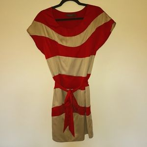 Limited mini tie satin dress Size M red and gold
